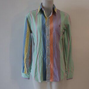 Mens Ralph Lauren Custom Fit Multi Colored Striped Button Down Shirt S/P